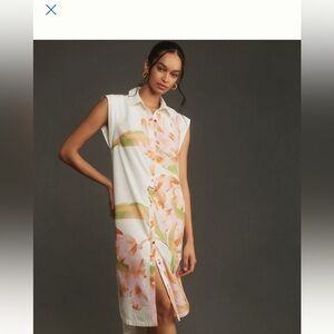 Anthropologie Lillian Cap sleeve floral shirt Dress size medium